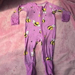 Little Sleepies Purple Bee Print Convertible Footie